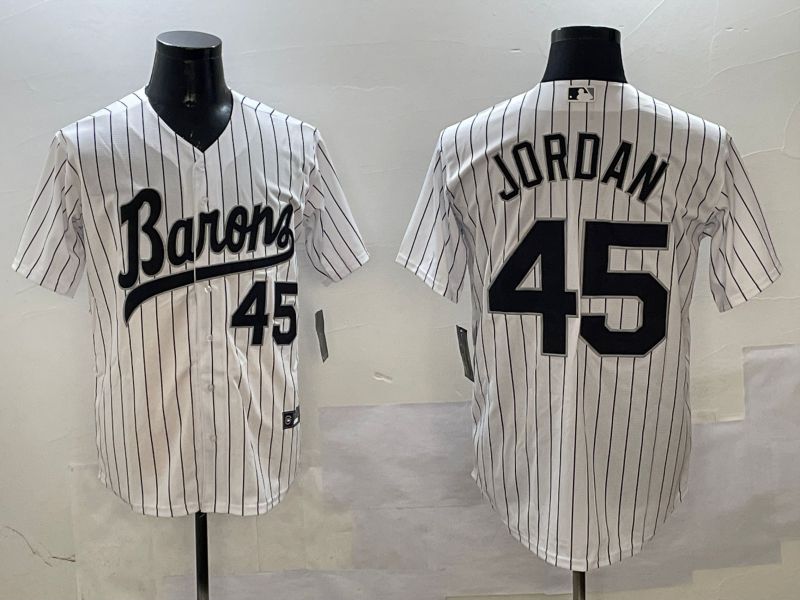 Men Chicago White Sox #45 Jordan White Stripe Throwback Game 2025 Nike MLB Jersey style 1->chicago white sox->MLB Jersey